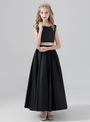 Fabulous Black Satin Sleeveless Flower Girl Dress