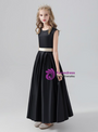 Fabulous Black Satin Sleeveless Flower Girl Dress