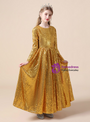 Gold Sequins Scoop Long Sleeve Flower Girl Dress