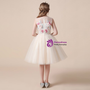 Champagne 3D Colorful Flower Short Flower Girl Dress