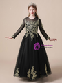 Glamorous Black Tulle Lace Appliques Long Sleeve Flower Girl Dress
