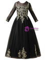 Glamorous Black Tulle Lace Appliques Long Sleeve Flower Girl Dress