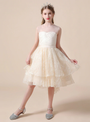 Yellow Scoop Sleeveless Tulle Flower Girl Dress With Bow