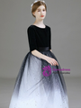 Romance Black Tulle Sequins Velvet Short Sleeve Flower Girl Dress