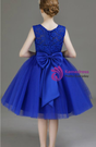 Royal Blue Tulle Lace Knee Length Short Flower Girl Dress