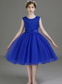 Royal Blue Tulle Lace Knee Length Short Flower Girl Dress