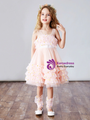 Pink Tulle Daisy Tiers Princess Flower Girl Dress