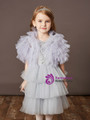 Alluring Gray Tulle Tiers Beading Crystal Flower Girl Dress 