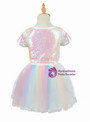 Pink Two Piece Sequins Top Tulle Skirt Unicorn Flower Girl Dress