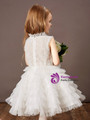 Winsome White Tulle Tiers Sleeveless Short Flower Girl Dress