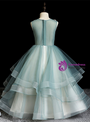 Dramatic Green Tulle 3D Appliques Beading Flower Girl Dress