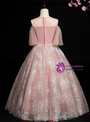 Pink Tulle Cold Shoulder Appliques Beading Flower Girl Dress