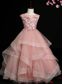 Alluring Pink Tulle Cap Sleeve Backless Appliques Flower Girl Dress
