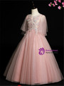 Exquisite Pink Tulle Appliques Beading Flower Girl Dress