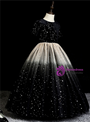 Black Velvet Tulle Sequins Short Sleeve Flower Girl Dress