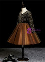 Popular Brown Tulle Sequins Long Sleeve Flower Girl Dress
