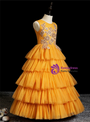 Fabulous Gold Tulle Tiers Sequins Appliques Flower Girl Dress