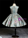 Fashionable Green Satin Embroidery Knee Length Flower Girl Dress