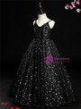 Impressive Black Sequins Spagehtti Straps Flower Girl Dress