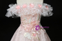 Pink Tulle Wave Point Appliques Tea Length Flower Girl Dress
