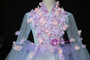 Sweet Blue Tulle Long Sleeve Appliques Flower Girl Dress