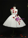 Amazing White Tulle Appliques Knee Length Flower Girl Dress