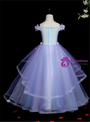 Trendy Blue Tulle Off the Shoulder Appliques Flower Girl Dress