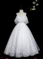 High quality White Tulle Sequins Flower Girl Dress
