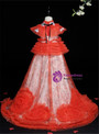 Impressive Red Tulle Tiers Scoop Appliques Flower Girl Dress