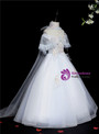 White Tulle Off the Shoulder Appliques Flower Girl Dress