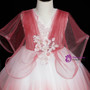 Red Tulle V-neck Appliques Bat Sleeve Flower Girl Dress
