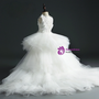 White Tulle Hi Lo Appliques Beading Flower Girl Dress