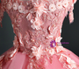 Pink Tulle Hi Lo Off the Shoulder Appliques Beading Flower Girl Dress