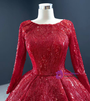 Princess Red Sequins Long Sleeve Formal Prom Dress