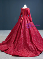 Princess Red Sequins Long Sleeve Formal Prom Dress
