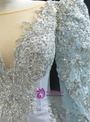 Fashion Silver Gray Mermaid Long Sleeve Appliques Beading Prom Dress
