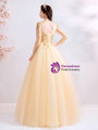 In Stock:Ship in 48 Hours Tulle Long Sleeve Appliques Prom Dress