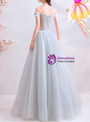 In Stock:Ship in 48 Hours Gray Tulle Appliques Beading Prom Dress