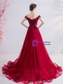 In Stock:Ship in 48 Hours Burgundy Tulle Appliques Prom Dress