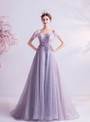 In Stock:Ship in 48 Hours Purple Tulle Beading Prom Dress
