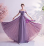 In Stock:Ship in 48 Hours Purple Tulle Pleats Beading Prom Dress