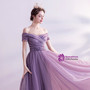 In Stock:Ship in 48 Hours Purple Tulle Pleats Beading Prom Dress