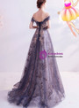 In Stock:Ship in 48 Hours Purple Sequins Cap Sleeve Prom Dress