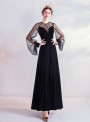 In Stock:Ship in 48 Hours Black Long Sleeve Prom Dress