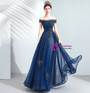 In Stock:Ship in 48 Hours Navy Blue Tulle Pleats Beading Prom Dress