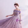 In Stock:Ship in 48 Hours Purple Sequins Tulle Beading Prom Dress
