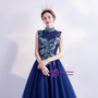 In Stock:Ship in 48 Hours Blue Tulle Appliques Backless Prom Dress