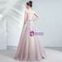 In Stock:Ship in 48 Hours Purple Appliques V-neck Prom Dress