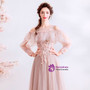 In Stock:Ship in 48 Hours Pink Long Sleeve Appliques Prom Dress