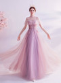In Stock:Ship in 48 Hours Pink Tulle Backless Prom Dress